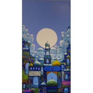 Javed Qamar, 12 x 24 inch, Acrylic on Canvas, Calligraphy Painting, AC-JQ-256
